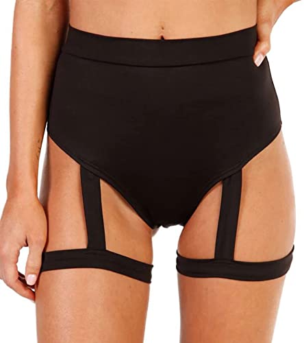 EVELUST Rave Booty Shorts fr Frauen Hohe Taille Harness Pants Butt Lifting Leggings Exotische Pole Festival Outfits Bottom, Geschirr Schwarz, M von EVELUST