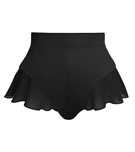 EVELUST Rave Bottoms für Damen - Festival Niedliche High-Waisted Bikini Shorts Transparenter Mesh Volant Tanzrock Club Mini Hotpants(Black, S, 1089w) von EVELUST