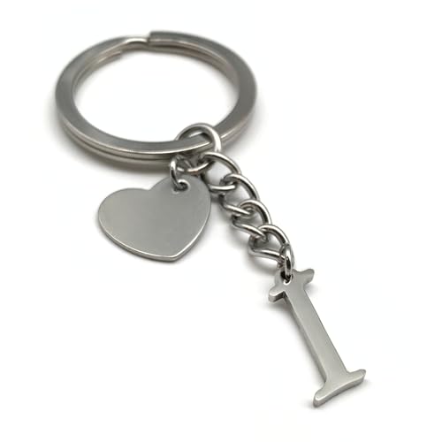 Schlüsselanhänger Buchstabe mit Herz | A-Z Buchstaben | Handmade Edelstahl Anhänger | Name Initiale Geschenk Partner Freund Freundin (I) von EVEMATE