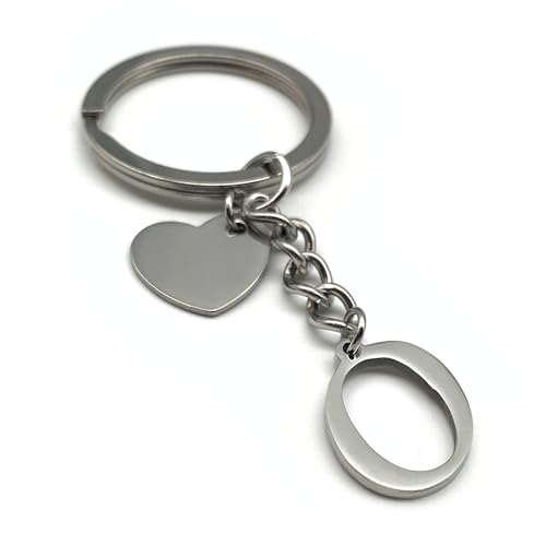 Schlüsselanhänger Buchstabe mit Herz | A-Z Buchstaben | Handmade Edelstahl Anhänger | Name Initiale Geschenk Partner Freund Freundin (O) von EVEMATE