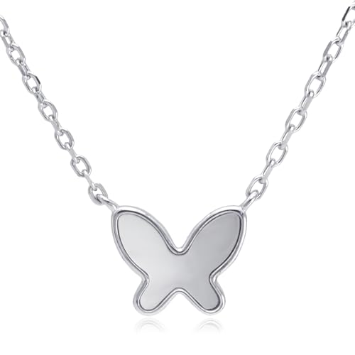 Evensee Schmetterling Halskette Damen Silber 925, Perlmutter Butterfly Anhänger, Sterling Silber Chain, Personalisierte Schmuck, Geschenk für Frauen und Mädchen Evensee Schmetterling Halskette Damen Silber 925, Perlmutter Butterfly Anhänger, Sterling Silber Chain, Personalisierte Schmuck, Geschenk für Frauen und Mädchen von Evensee