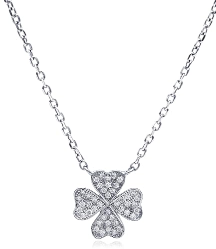 Evensee Kleeblatt Halskette Damen Silber 925, Vierblättrige Kleeblatt Schmuck, Kette Mit Glücksblattanhängern, Edle Schmuck Collier, Geschenk für Frauen Evensee Kleeblatt Halskette Damen Silber 925, Vierblättrige Kleeblatt Schmuck, Kette Mit Glücksblattanhängern, Edle Schmuck Collier, Geschenk für Frauen von Evensee