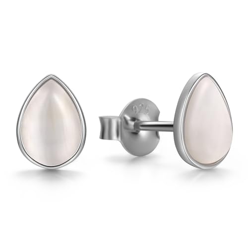 Evensee Katzenauge Tropfen Ohrstecker 925 Silber,Ohrringe mit Irisierendem Chatoyance Effekt,Geschenk Teenager Mädchen Geburtstag Valentinstag Konfirmation Einschulung Jugendweihe von Evensee