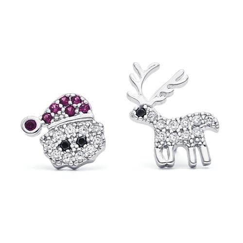 Evensee Weihnachten Ohrstecker Silber 925 für Damen,Schmuckstück mit Weihnachtsmann und Rentier Ohrringe,Exklusive Weihnachtsgeschenke für Frauen von Evensee