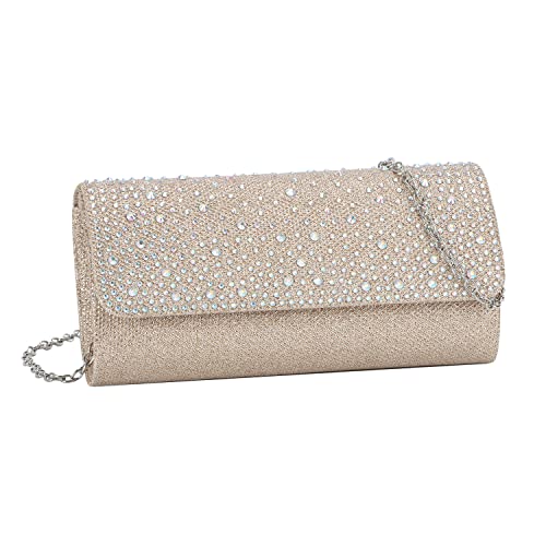 EVEOUT Abend Clutch mit funkelndem Kristall für Damen Elegante Handtasche mit Kette Braut Clutch Envelope Umhängetasche Geldbörse für Hochzeit Party Prom von EVEOUT