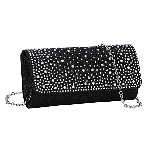 EVEOUT Abend Clutch mit funkelndem Kristall für Damen Elegante Handtasche mit Kette Braut Clutch Envelope Umhängetasche Geldbörse für Hochzeit Party Prom von EVEOUT