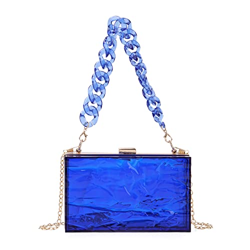 EVEOUT Acryl Transparent Abend Clutch Klare Box Gelee Handtasche Schultertaschen für Party（Blau 03） von EVEOUT