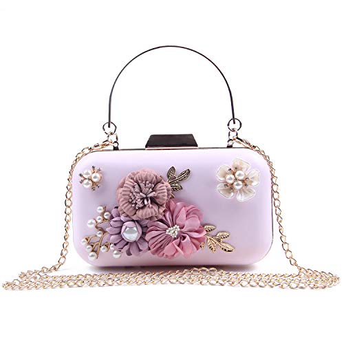 EVEOUT Blumenperle Perlen Hochzeit Handtasche für Bräute Damen Leder Abend Clutch Prom Party Tasche für Frauen Kleine Umhängetasche Geldbörsen für Mädchen von EVEOUT