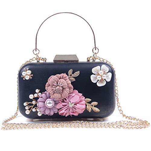 EVEOUT Blumenperle Perlen Hochzeit Handtasche für Bräute Damen Leder Abend Clutch Prom Party Tasche für Frauen Kleine Umhängetasche Geldbörsen für Mädchen von EVEOUT