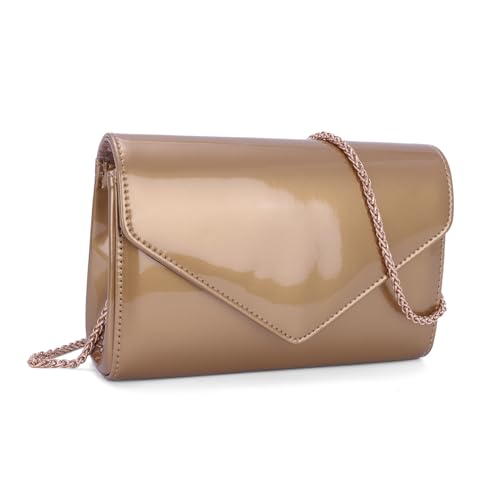 EVEOUT Clutch für Damen Lackleder Tasche mit Schulter Chian Elegant Lackleder Umhängetasche Partyhandtasche Abendhandtasche von EVEOUT