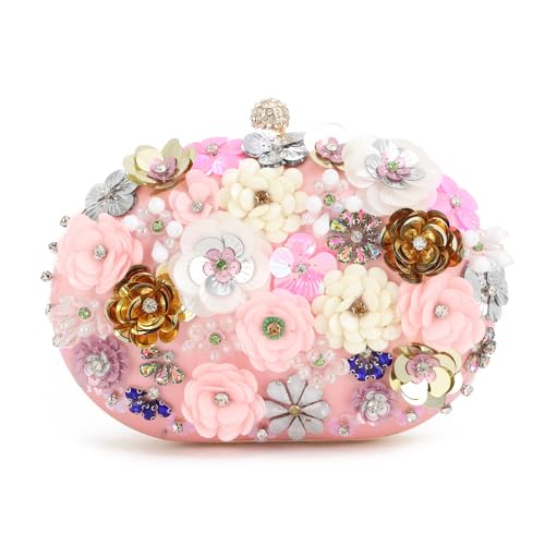 EVEOUT Damen Blume Abendtasche Clutch mit Kette Elegante Umhängetasche Handtasche für Party Abschlussball Hochzeit Braut Clutch Geldbörse von EVEOUT