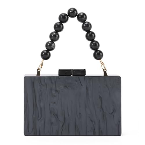 EVEOUT Damen Elegante Acryl Abendtasche Clutch mit Perlen-Handkette Marmorierte Umhängetasche Handtaschen für Party Abschlussball Hochzeit Brauttasche von EVEOUT