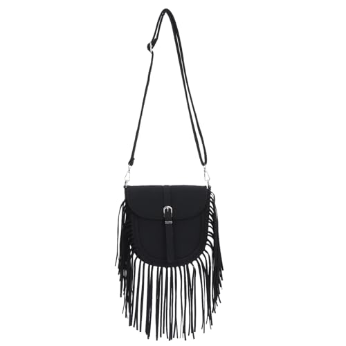 EVEOUT Damen Fransen Hobo Tasche Mattes Kunstleder Western Style Umhängetasche mit Quasten Boho Schultertasche Hippie Crossbody Bag von EVEOUT