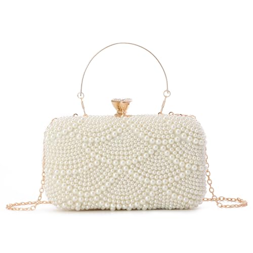 EVEOUT Damen Perlen Clutch Handtaschen Elegante Hochzeitstaschen Abendtasche Brauttasche Umhängetasche für Party Abschlussball von EVEOUT