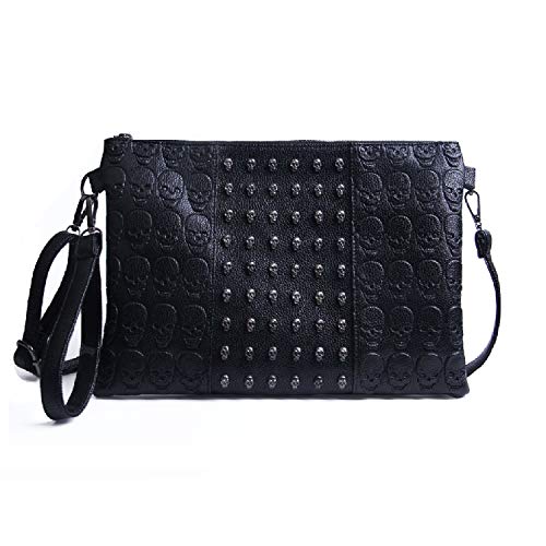 EVEOUT Damen Punk-Stil Rivet Leder Umhängetasche Nieten Handtasche mit Schultergurte Schultertaschen von EVEOUT