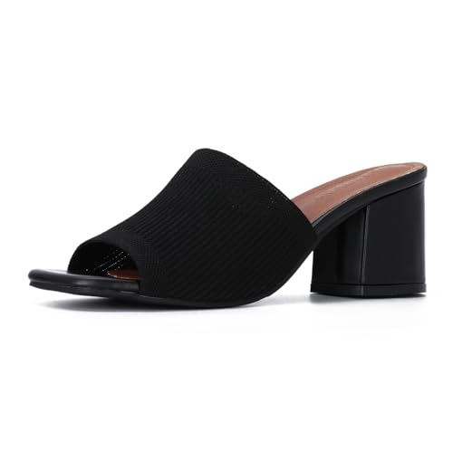 EVEOUT Damen Sandalen mit Klobigem Absatz Leichte Sommerschuhe mit Gestrickte Elegant Pantolette Hochhackige Mules Offene Zehe mit Quadratischer Spitze EVEOUT Damen Sandalen mit Klobigem Absatz Leichte Sommerschuhe mit Gestrickte Elegant Pantolette Hochhackige Mules Offene Zehe mit Quadratischer Spitze von EVEOUT