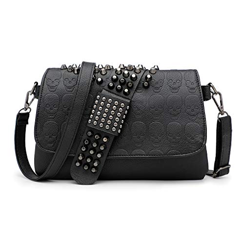 EVEOUT Damen Punk-Stil Rivet Leder Umhängetasche Nieten Handtasche mit Schultergurte Schultertaschen von EVEOUT