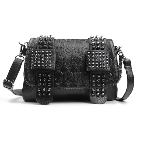 EVEOUT Damen Punk-Stil Rivet Leder Umhängetasche Nieten Handtasche mit Schultergurte Schultertaschen von EVEOUT