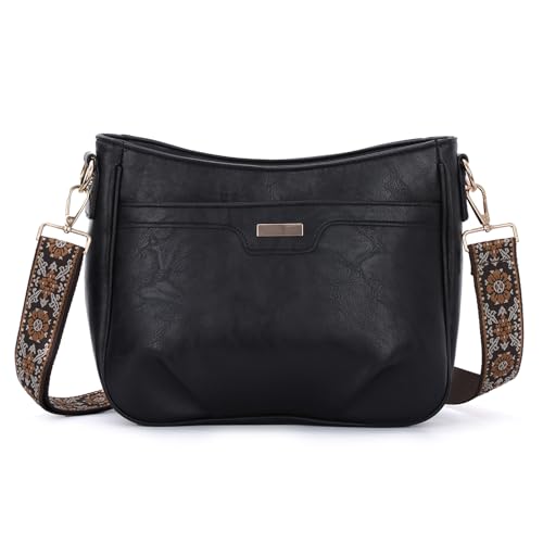 EVEOUT Damen Umhängetasche aus Kunstleder Minimalistische Quadrat-Tasche mit Fronttasche Verstellbarer Gurt für Schulter oder Crossbody von EVEOUT