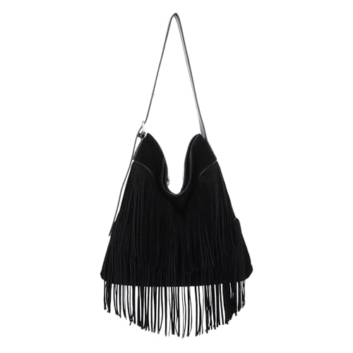 EVEOUT Damen Umhängetasche mit Quaste Synthetisches Wildleder in Übergröße Slouchy Western Style Crossbody Boho Fransen Hobo Tasche von EVEOUT