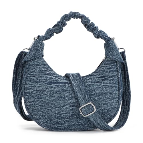 EVEOUT Denim Umhängetaschen Vintage Denim Halbmond Tasche Schultertaschen Jeans Handtaschen mit Riemen von EVEOUT