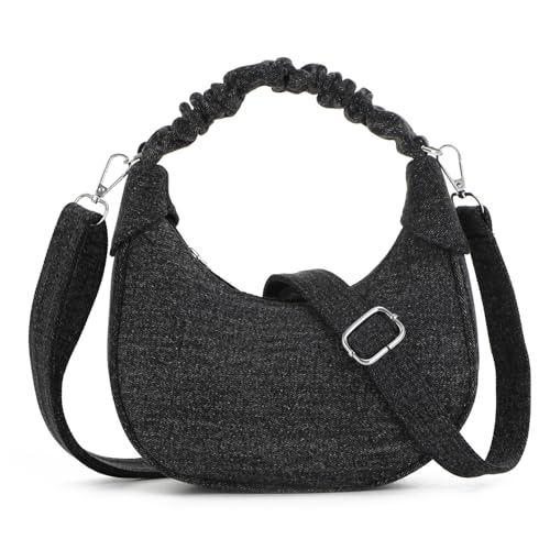 EVEOUT Denim Umhängetaschen Vintage Denim Halbmond Tasche Schultertaschen Jeans Handtaschen mit Riemen von EVEOUT