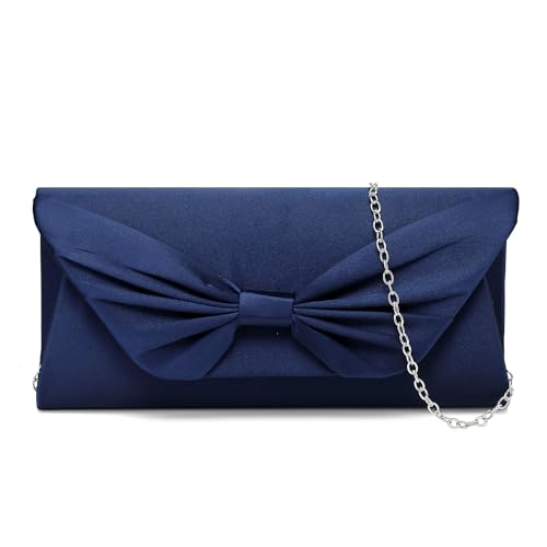 EVEOUT Elegante Satin Fliege Abend Handtasche mit Kette für Damen Braut Clutch Handtasche Hochzeitstasche Geldbörsen von EVEOUT