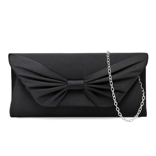 EVEOUT Elegante Satin Fliege Abend Handtasche mit Kette für Damen Braut Clutch Handtasche Hochzeitstasche Geldbörsen von EVEOUT