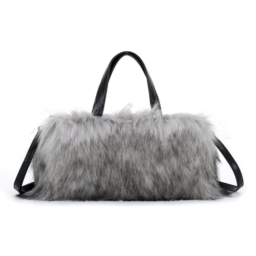 EVEOUT Flauschige Plüsch Tote Handtasche Damen Winter Süß & Cool Pelzige Kunstfell Umhängetasche Tragetasche mit Schulterriemen für Herbst und Winter von EVEOUT