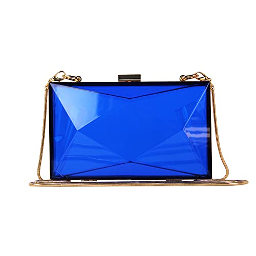 EVEOUT Frauen Acryl Transparente Abend Clutch Klare Box Gelee Handtasche Schultertasche Damen Geschenk (Modell 2 Blau) von EVEOUT