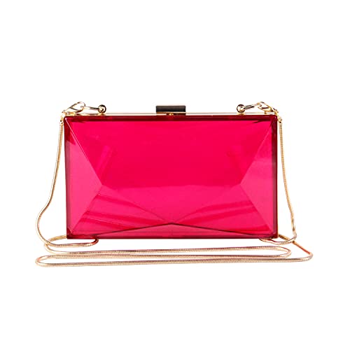 EVEOUT Frauen Acryl Transparente Abend Clutch Klare Box Gelee Handtasche Schultertasche Damen Geschenk (Modell 2 Rote Rose) von EVEOUT