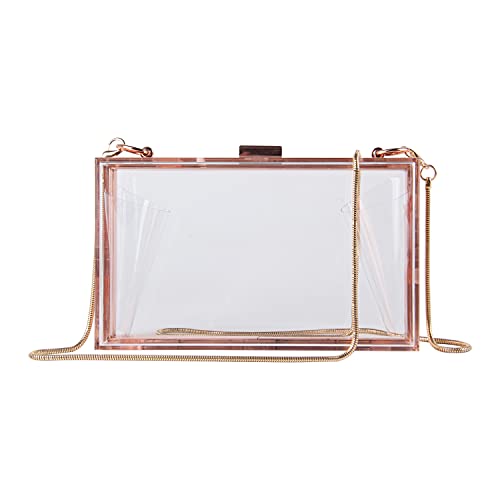 EVEOUT Frauen Acryl Transparente Abend Clutch Klare Box Gelee Handtasche Schultertasche Damen Geschenk (Transparentes Roségold) von EVEOUT