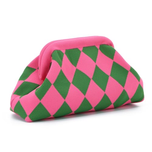 EVEOUT Gehäkelte Clutch für Damen Gewebte Strandtasche Urlaub Stilvolle Häkeln Handtasche in Knödelform mit Schulterkette Abendtasche für Hochzeit Party von EVEOUT