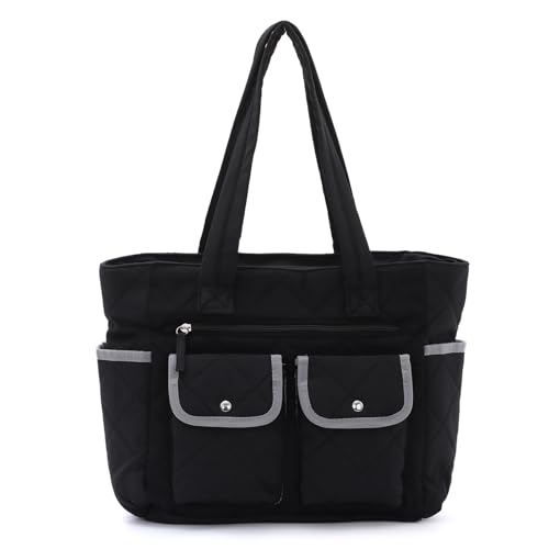 EVEOUT Gesteppte Schultertasche Damen Große Stepptasche Laptoptasche Leichte Puffy Shopper Tragetasche mit Koffergurt für Arbeit Reisen Universität von EVEOUT