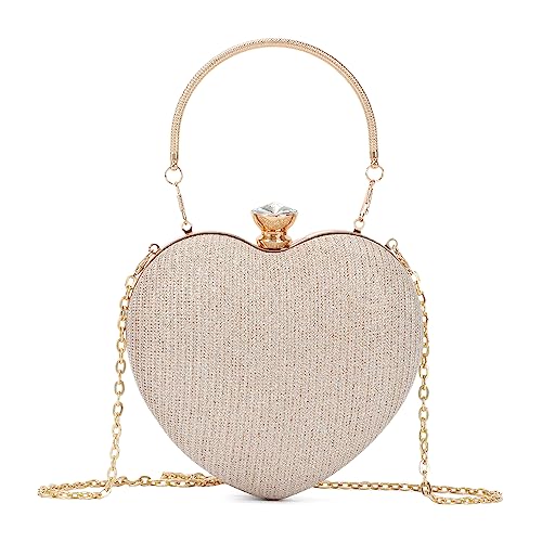 EVEOUT Herzförmige Pailletten AbendHandtasche Clutch für Damen Elegante Herzförmige Umhängetasche Schultertaschen Hochzeit Party Geldbörse Brauttasche von EVEOUT