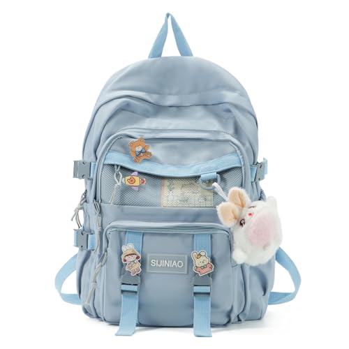 EVEOUT Kinderrucksäcke Mehrere Taschen mit schönen Anhängern und Pins Zubehör Nylon Schultasche Große Kapazität Rucksack Daypacks Multipacks für Teenager Mädchen von EVEOUT