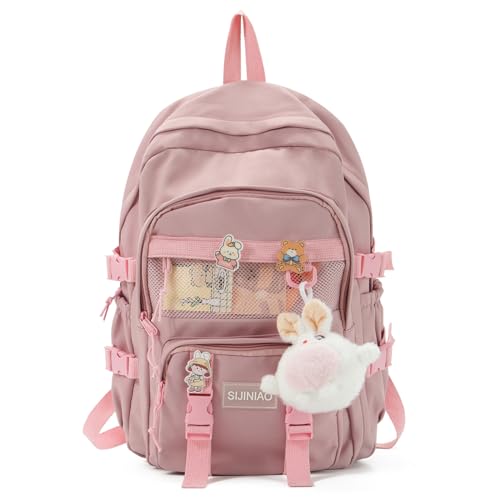 EVEOUT Kinderrucksäcke Mehrere Taschen mit schönen Anhängern und Pins Zubehör Nylon Schultasche Große Kapazität Rucksack Daypacks Multipacks für Teenager Mädchen von EVEOUT