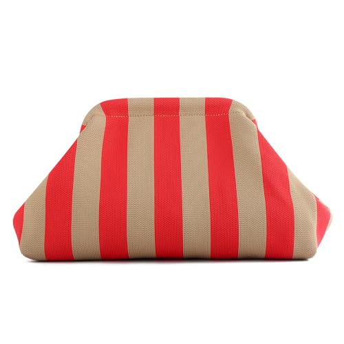 EVEOUT Knödel Clutch für Damen Gewebte Häkelarbeit Strand Urlaub Handtasche Stilvolle gestreifte Tasche für Abendessen Party von EVEOUT