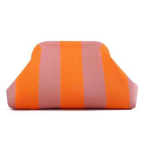 EVEOUT Knödel Clutch für Damen Gewebte Häkelarbeit Strand Urlaub Handtasche Stilvolle gestreifte Tasche für Abendessen Party von EVEOUT