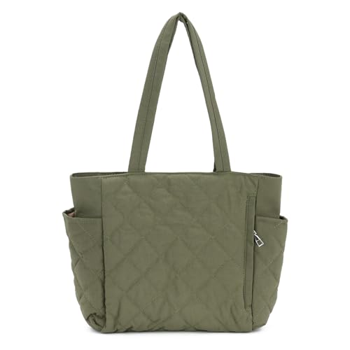 EVEOUT Puffer Schultertaschen Damen Große Gesteppte Shopper Leichte Puffy Tote Schultertaschen Gesteppte Tragetasche Arbeitstasche von EVEOUT