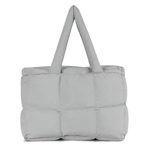 EVEOUT Puffer Schultertaschen Damen Große Gesteppte Shopper Leichte Puffy Tote Schultertaschen Gesteppte Tragetasche für Arbeit Reisen Fitnessstudio von EVEOUT