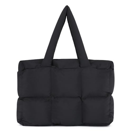 EVEOUT Puffer Schultertaschen Damen Große Gesteppte Shopper Leichte Puffy Tote Schultertaschen Gesteppte Tragetasche für Arbeit Reisen Fitnessstudio von EVEOUT