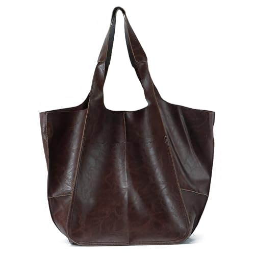 EVEOUT Retro Umhängetaschen für Damen Weiches Kunstleder Schultertaschen Mode Einfache Große Handtasche Shopper Tragetasche von EVEOUT