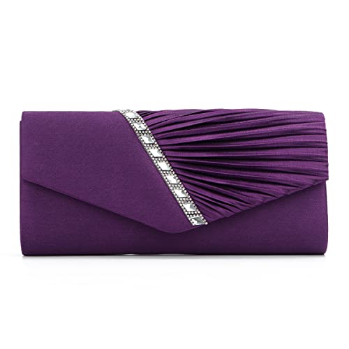 EVEOUT Satin mit Kristall Abend Clutch Handtasche für Damen Schultertasche Hochzeitsfeier Prom Geldbörse für Damen Brauttasche von EVEOUT