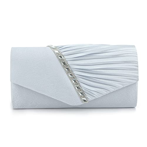 EVEOUT Satin mit Kristall Abend Clutch Handtasche für Damen Schultertasche Hochzeitsfeier Prom Geldbörse für Damen Brauttasche von EVEOUT