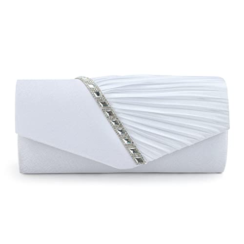 EVEOUT Satin mit Kristall Abend Clutch Handtasche für Damen Schultertasche Hochzeitsfeier Prom Geldbörse für Damen Brauttasche von EVEOUT