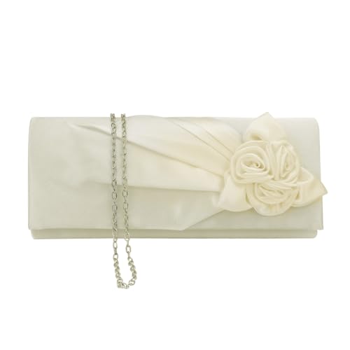 EVEOUT Satinblume Abend Clutch Handtasche für Damen Schultertasche Hochzeitsfeier Prom Geldbörse für Damen Brauttasche von EVEOUT