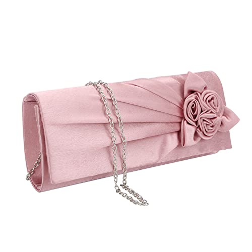 EVEOUT Satinblume Abend Clutch Handtasche für Damen Schultertasche Hochzeitsfeier Prom Geldbörse für Damen Brauttasche von EVEOUT