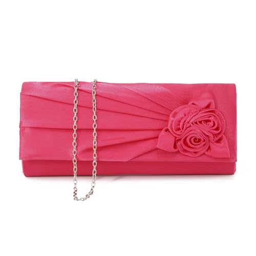 EVEOUT Satinblume Abend Clutch Handtasche für Damen Schultertasche Hochzeitsfeier Prom Geldbörse für Damen Brauttasche von EVEOUT