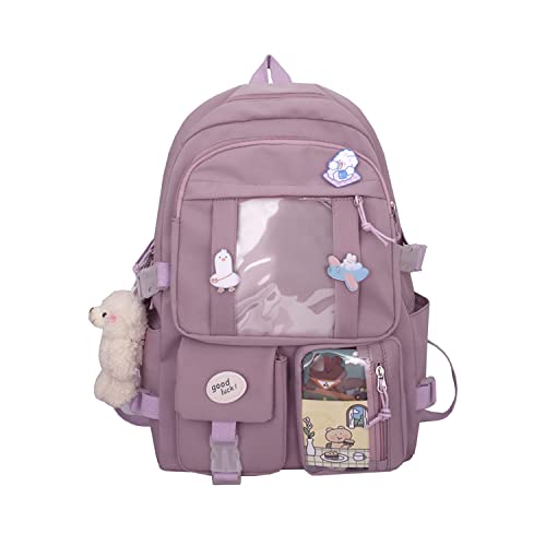 EVEOUT Kinderrucksäcke mit schönen Anhängern und Pins Zubehör für Damen Nylon Schultasche Große Kapazität Rucksack Daypacks Multipacks für Teenager Mädchen von EVEOUT